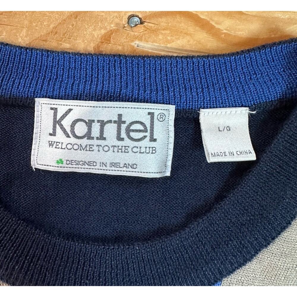 Kartel Argyle Patterned Wool Sweater Size Large M… - image 3